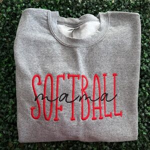 Gildan Gray Sweatshirt with Red and Black Embroidery